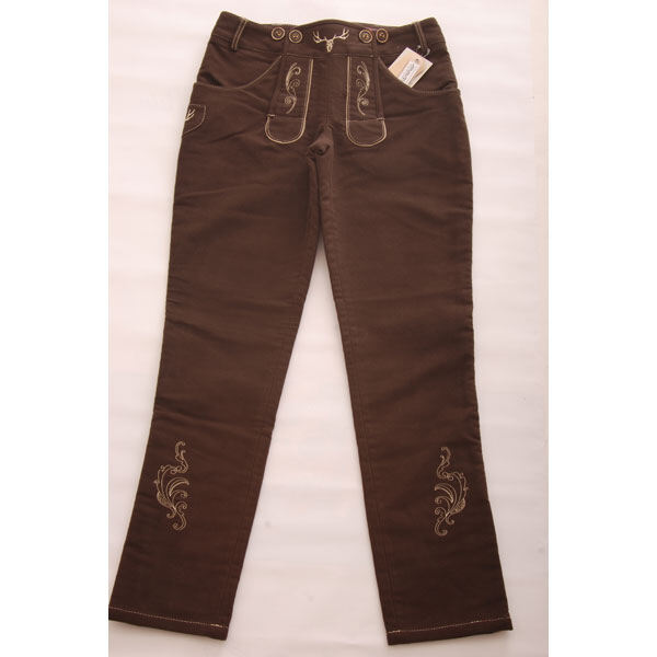 ANDRÉ ZECHMANN Vegane Damen Lederhose lang Brown/Sand Gr. 34