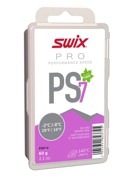 SWIX PS7 Violet, -2°C/-8°C, 60g Skiwachs Violet