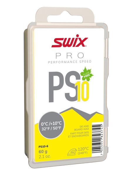 SWIX PS10 Yellow, 0°C/+10°C, 60g Skiwachs | O/S | gelb