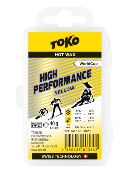 TOKO World Cup High Performance Yellow 40g 0/-6 °C Skiwachs yellow