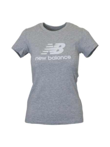 NEW BALANCE Essentials Stacked Logo Damen T-Shirt | L | grau