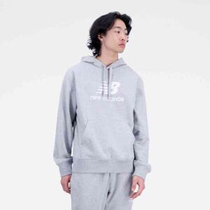 NEW BALANCE Essentials Stacked Logo Hoodie | L | grau