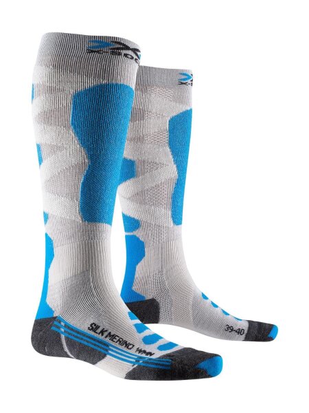 X-SOCKS Ski Silk Merino 4.0 Socks Damen Skisocken White/Black/Turquoise Gr. 37-38