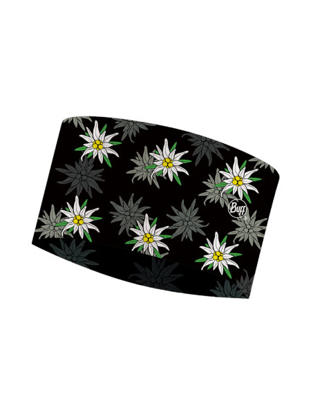 BUFF Coolnet UV Wide Headband Edelweiss Stirn | O/S | schwarz