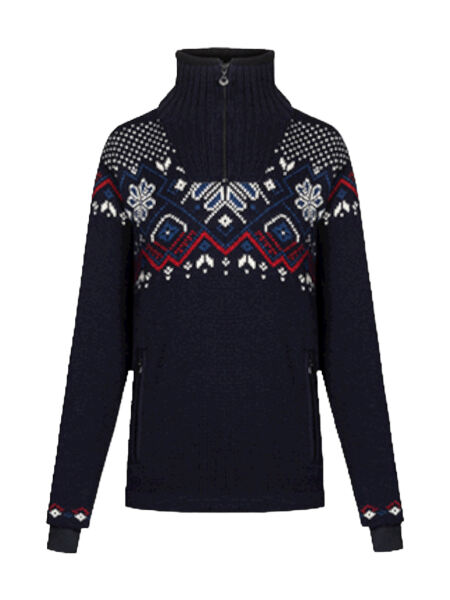 DALE OF NORWAY Fongen WP Sweater Damen Pullover | S | midnightnavy redrose offwhite