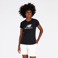 NEW BALANCE Essentials Stacked Logo Damen T-Shirt | M | schwarz