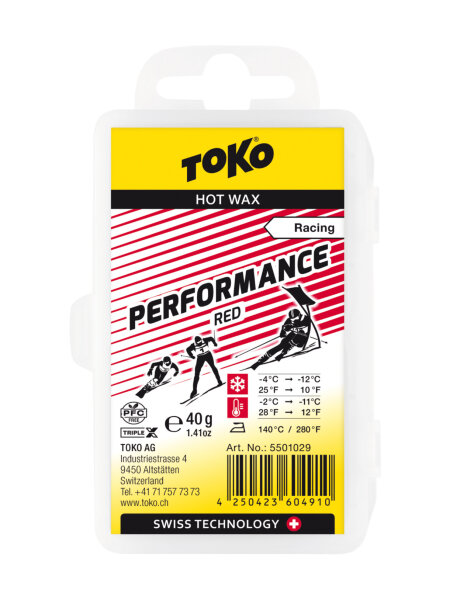 TOKO Performance red 40g -4/-12 °C Skiwachs | O/S | rot