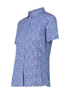 CMP Damen Kurzarm Bluse mit Karomuster fuxia-provenza-sky Gr. 36