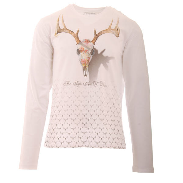 ANDRÉ ZECHMANN Deer langarm Herren T-Shirt | 54/XL | weiss