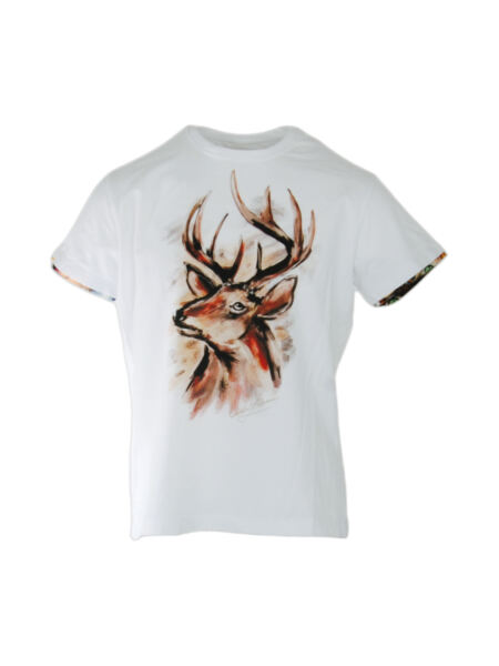 ANDRÉ ZECHMANN Deer Art kurzarm Herren T-Shirt | 48/S | weiss