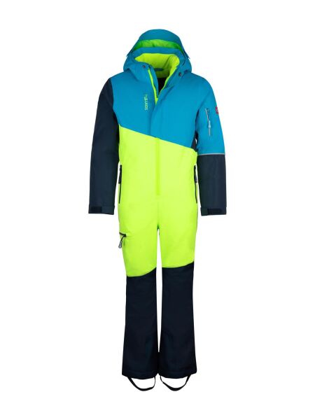 TROLLKIDS Hallingdal Kinder Schneeanzug Overall cool lime/vivid blue/nigh Gr. 116/6J