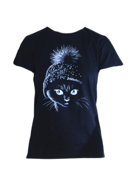 SCHLADMING Miss Beanie Cat Damen T-Shirt | L | schwarz