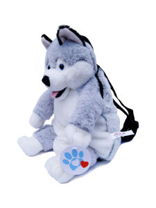 GIRST Plüsch Husky Rucksack grau/weiss