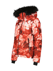 CMP Damen Skijacke mit Kunstfell Kapuze corallo/bianco 36