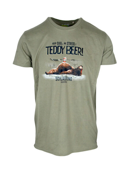 SCHLADMING Teddy Beer Keep Cool No Stress Herren T-Shirt kaki ad | M