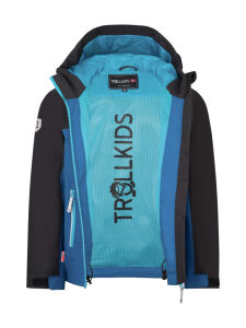 TROLLKIDS Kids Telemark Jacket alpine blue/black/pool blue | 116