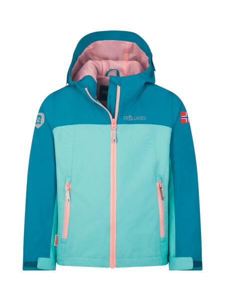 TROLLKIDS Telemark wasserdichte Kinder Outdoor Jacke harbor blue/peony rose Gr. 116