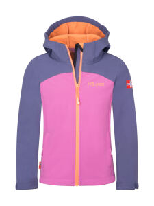TROLLKIDS Kristiansand Mädchen Softshell Jacke XT mit Kapuze violet blue/mallow pink/papaya Gr. 140