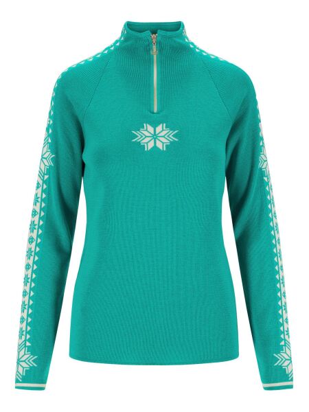 DALE OF NORWAY Geilo Fem Sweater Damen Pullover aus Merinowolle peacock offwhite | L