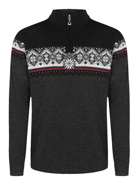 DALE OF NORWAY Moritz Sweater Herren Pullover aus Merinowolle darkcharcoal raspberry black | L