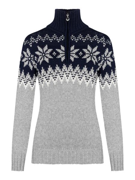 DALE OF NORWAY Myking Sweater Damen Pullover aus Merinowolle lightcharcoal offwhite navy | L