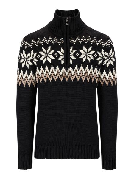 DALE OF NORWAY Myking Sweater Herren Pullover aus Merinowolle black brown offwhite | L