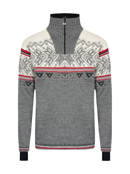 DALE OF NORWAY Vail Weatherproof Sweater Herren Pullover aus Wolle smoke raspberry offwhite charc | L