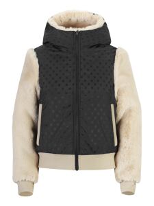 ONEMORE 461 Double-Face Bomber Damen Skijacke mit Kapuze mosaico-champagne | L