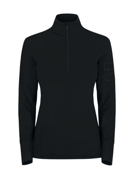 ONEMORE 631 Damen Rollkragen Half Zip Skipulli Streifen aus Swarovski-Kristallen black | L