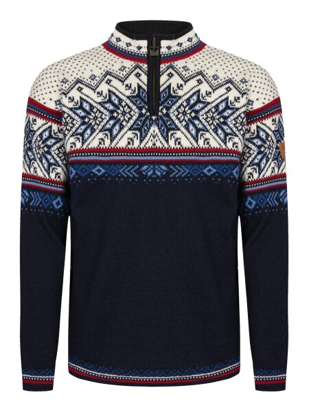 DALE OF NORWAY Vail Sweater Herren Pullover aus Wolle midnightnavy redrose offwhite 3XL