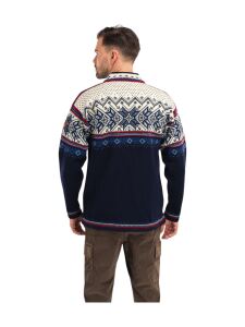 DALE OF NORWAY Vail Sweater Herren Pullover aus Wolle midnightnavy redrose offwhite 3XL