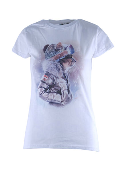 SCHLADMING Music Cat Austria Damen T-Shirt white | XXL