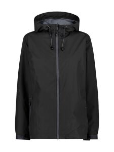 CMP Damen Regenjacke aus Ripstop mit Kapuze Nero