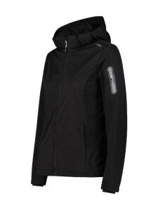 CMP Damen Softshell Jacke mit abnehmbarer Kapuze Nero 36