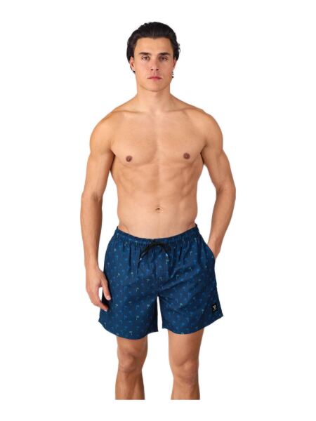 BRUNOTTI Cester-Mini Men Swim Shorts Mini Palm Aqua Night Blue | L